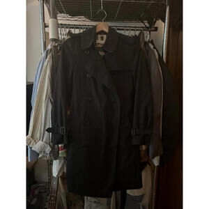 [SOLD] Burberry Black Gabardine Trench Coat Size S